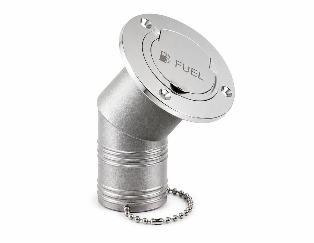 SS DECK FILLER FUEL 45 DEG 38 MM 316
