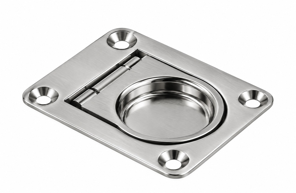 SS SQUARE FLUSH LIFT RING 66 X 56 MM 316
