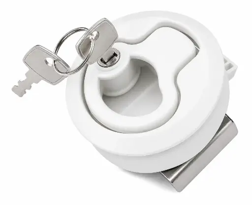 [LD012-04-01] ABS TURNING LOCK WITH KEY WHITE 61MM