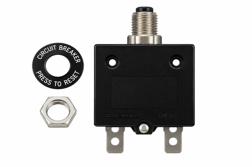 [ST- 2A(10A)] Circuit Breaker Alum Thread Sleeve 10 A Bakelite Housing , Black Button